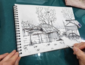 열공하는 수강생 모습~어반스케치 자격증반, 취미반 모집중입니다~평생 취미로 최고!지금 도전해보세요~